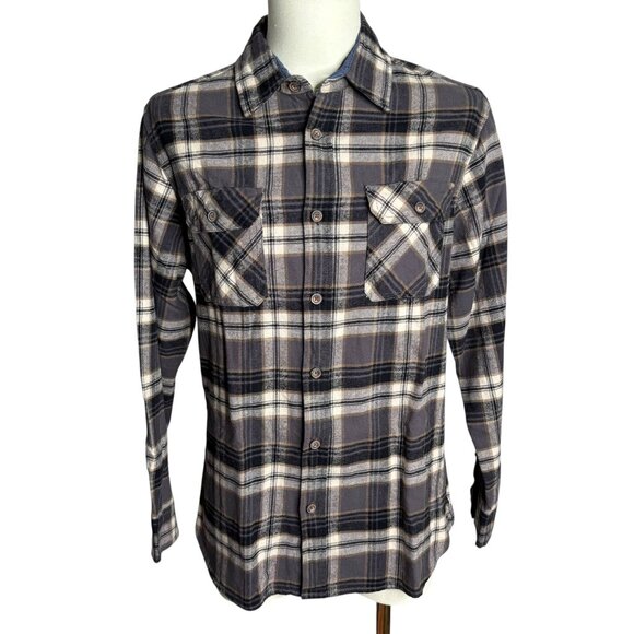 Jachs Heritage Flannel Button Up Shirt Medium Gray Plaid Long Sleeve Pockets - Picture 1 of 7